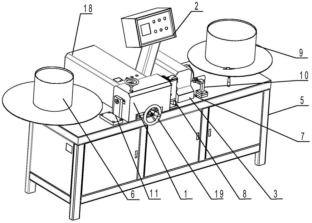 An armored cable automatic meter counting and unloading machine