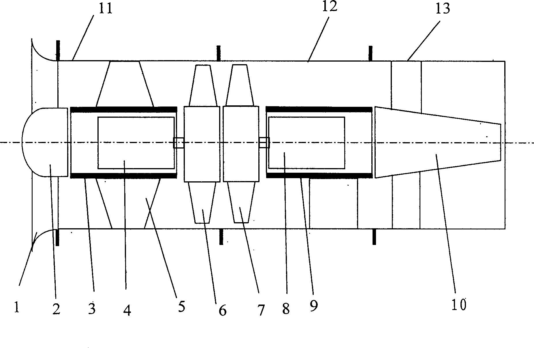 Counter-rotary axial fan with adjustable inlet guide vanes