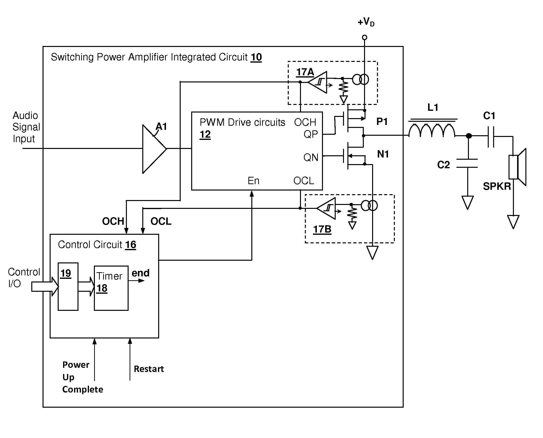 Over-current protection circuit and method for protecting switching power amplifier circuits