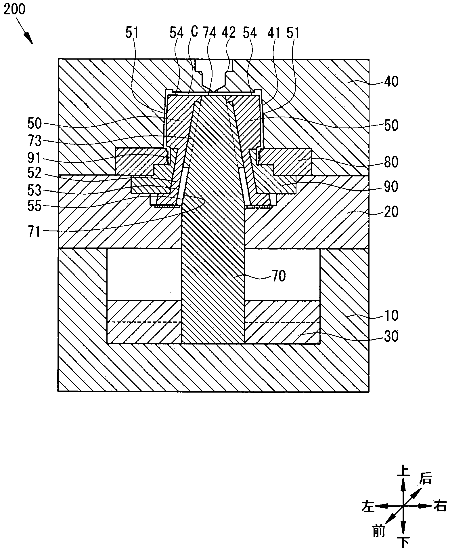 Container, injection molding method of container, and mold for injection molding of container