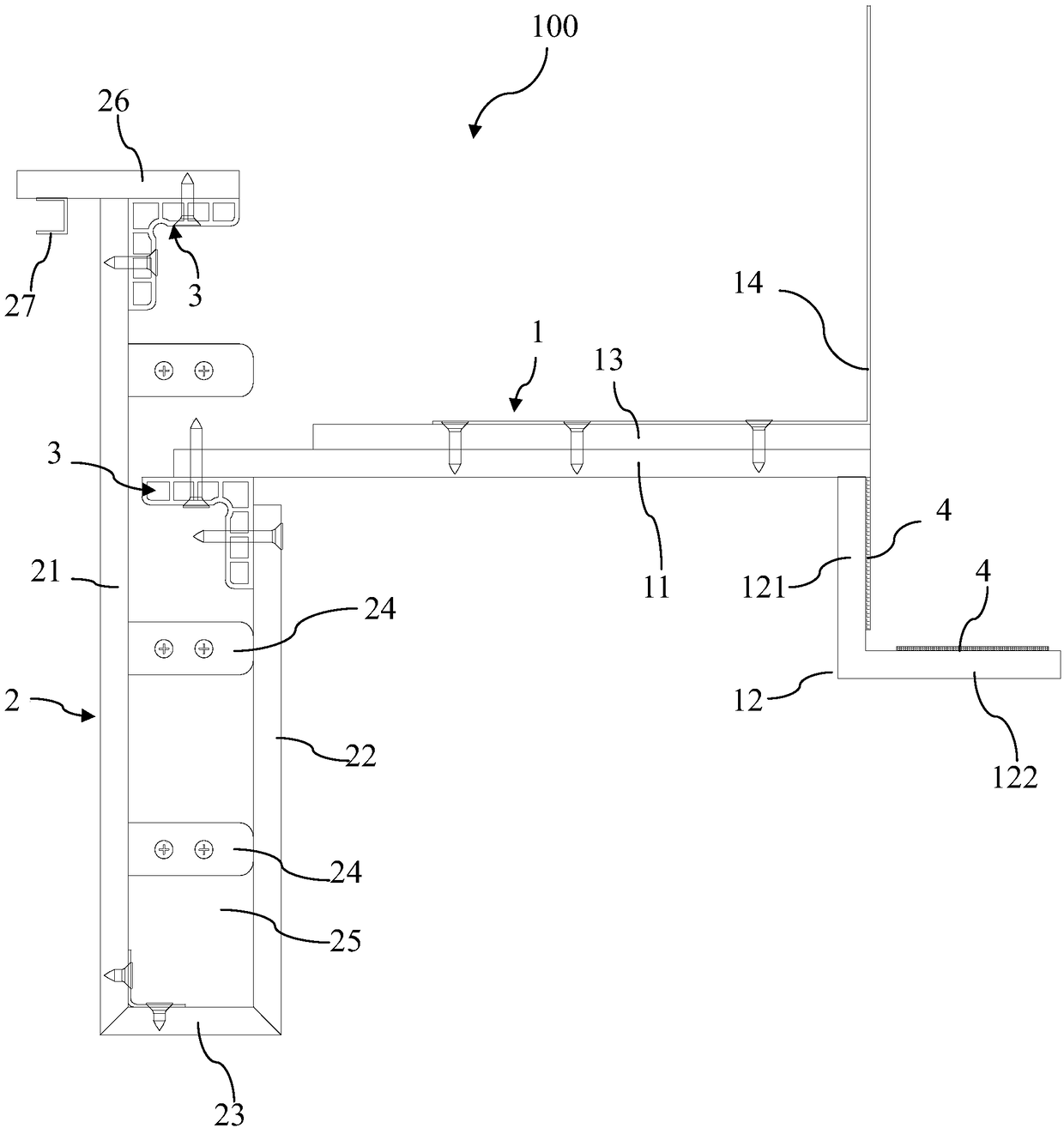 Curtain box structure, curtain box system and assembly method thereof