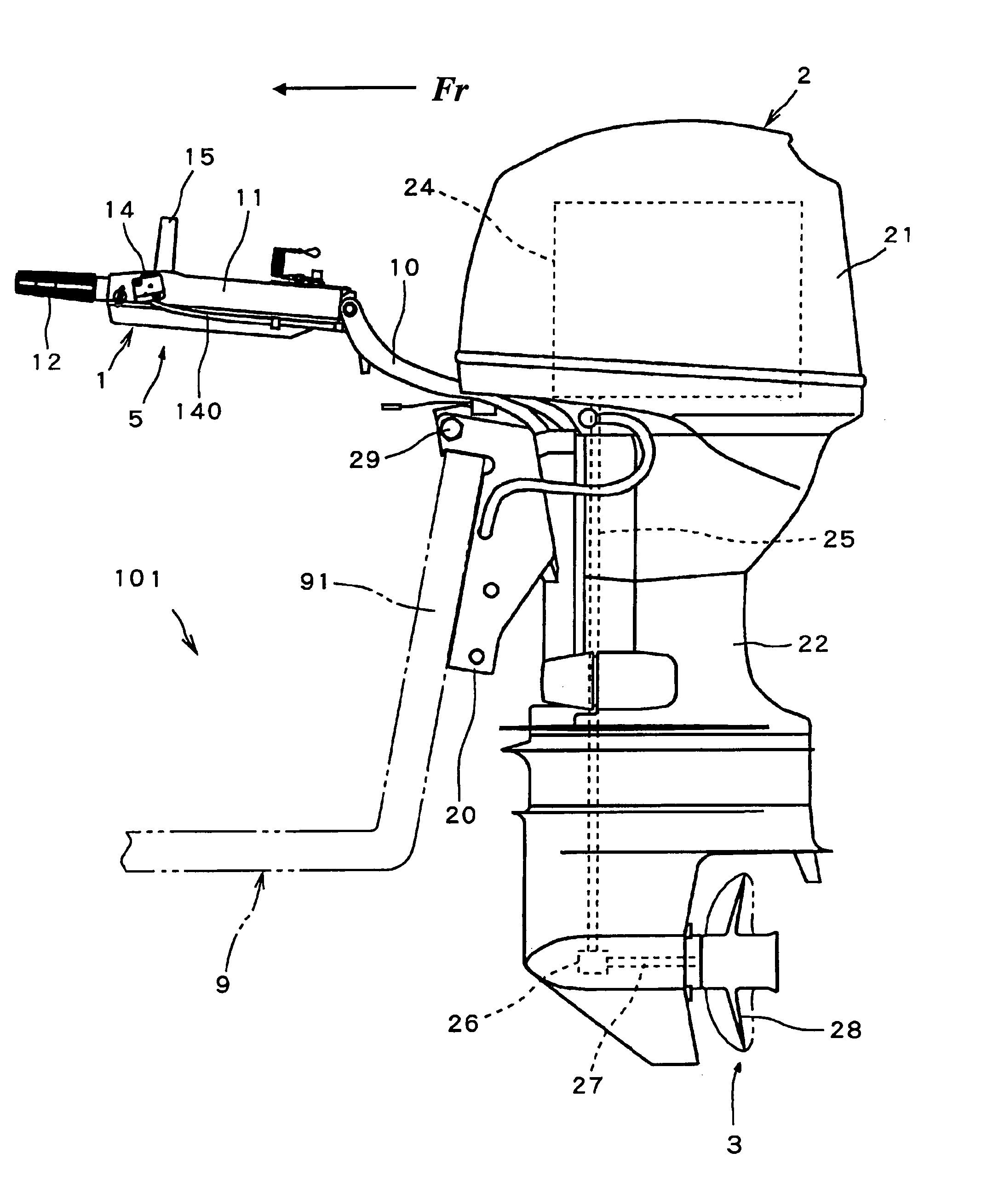 Steering handle for outboard motor