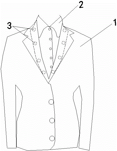 Knitted fabric garment with fake collar