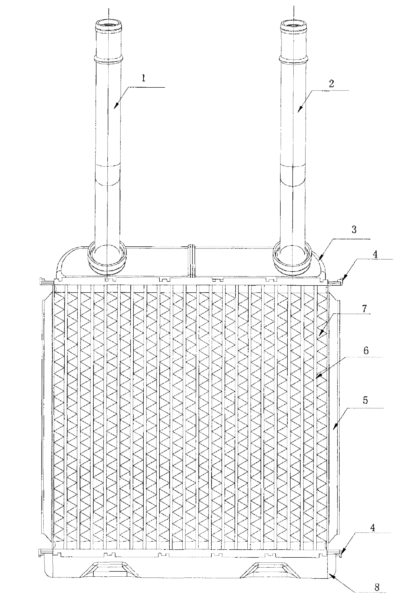 Binding Structure between Tank and Header of Automotive Heater Core