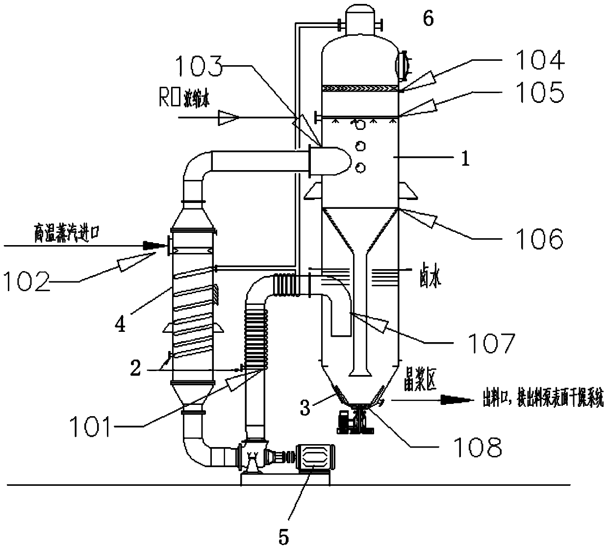 Device for refining RO concentrated water into crystal mush to realize zero discharge of wet desulphurization wastewater