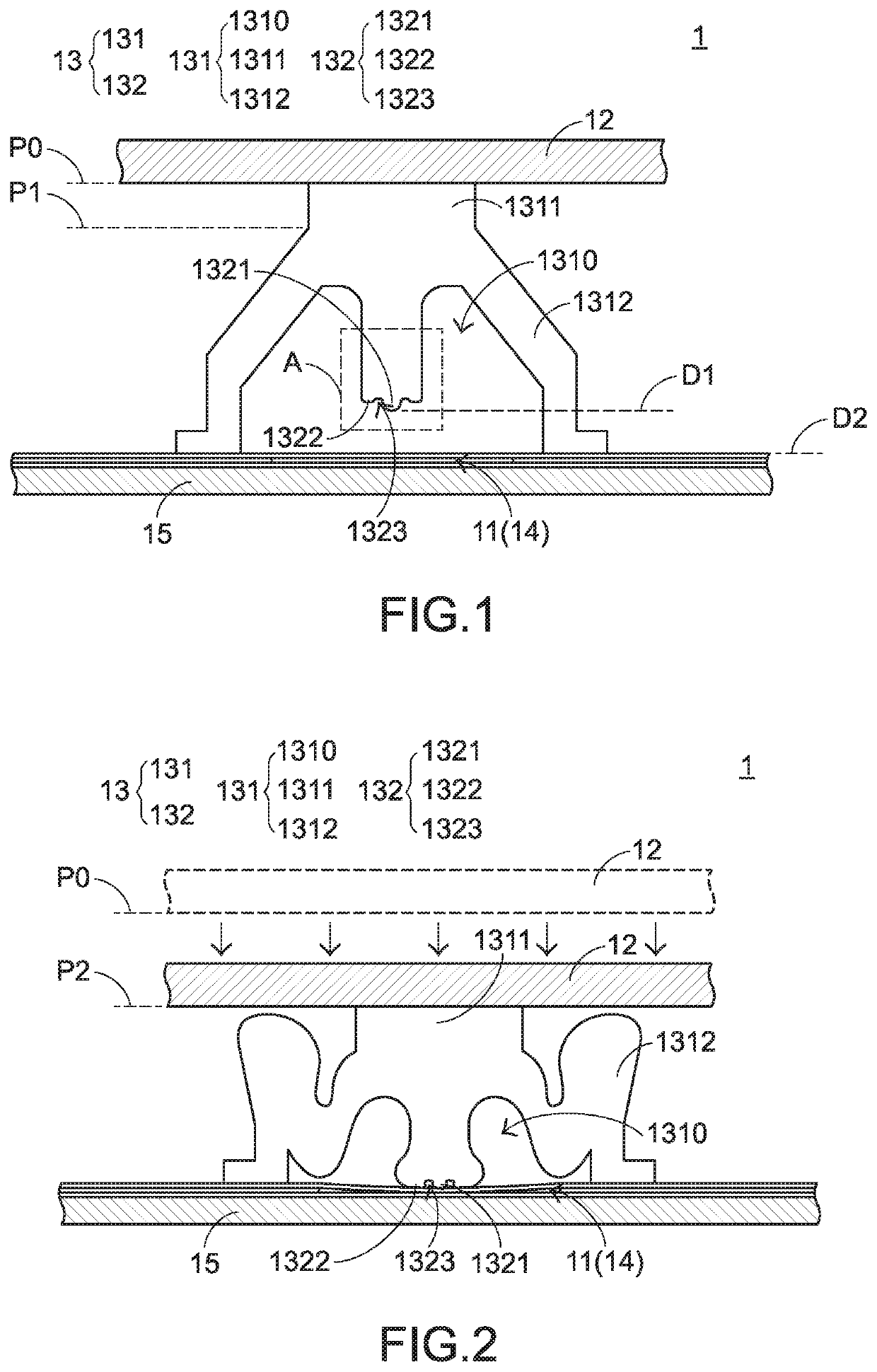 Key structure and elastic conduction element thereof