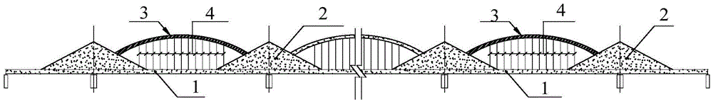 Continuous beam arch combined bridge of fish bone beam structure