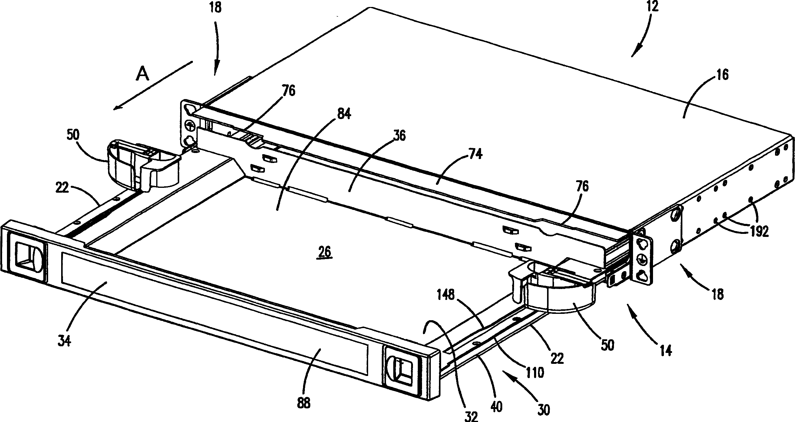 Slide arrangement for cable drawer