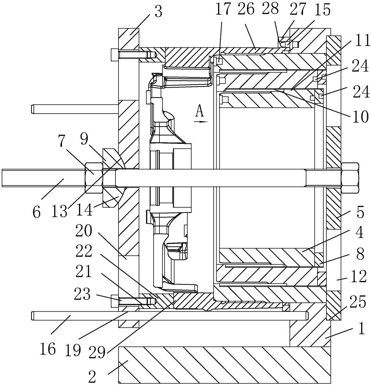 End hole processing jig and clamping method of acceleration motor shell
