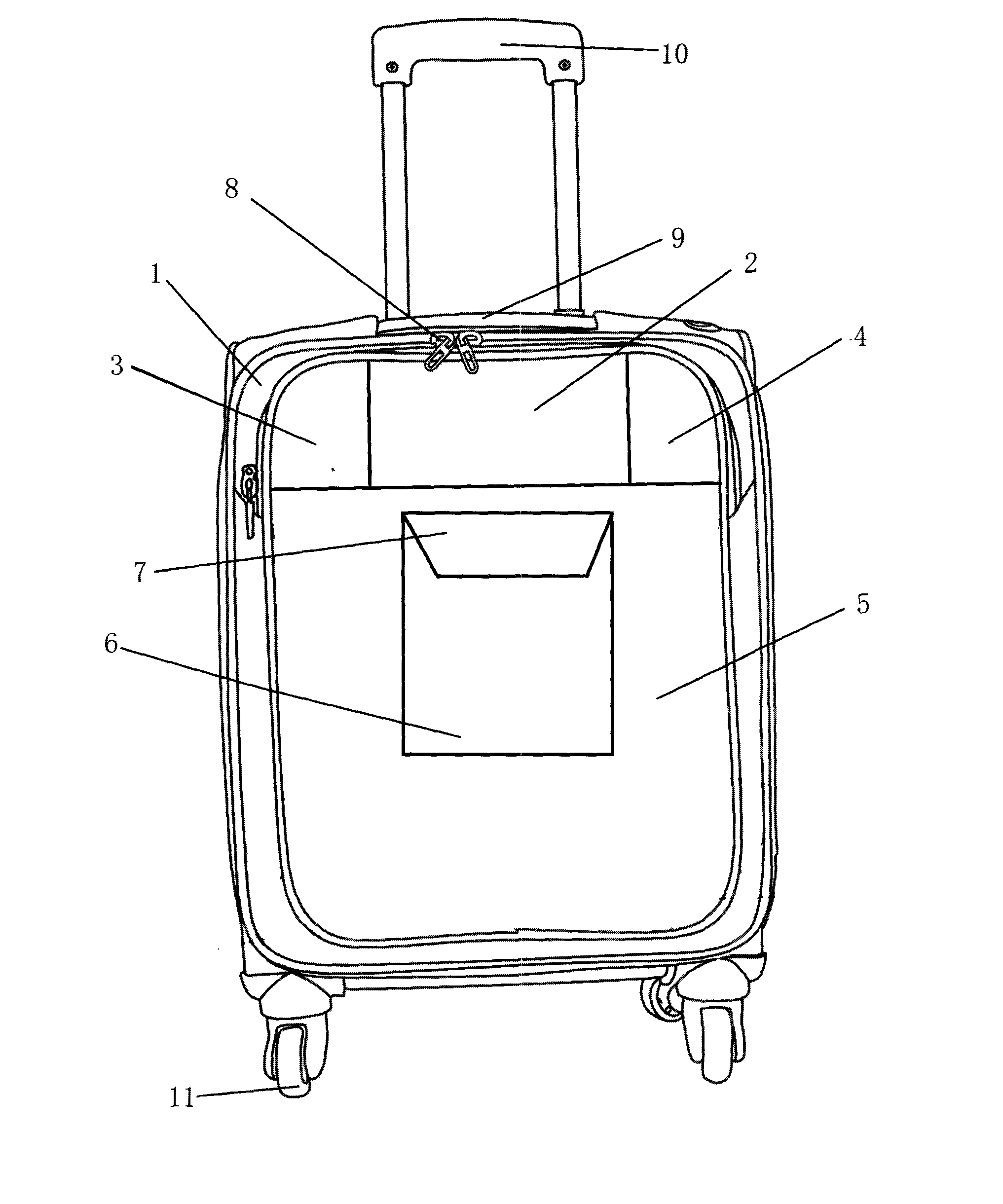 Draw-bar box with open pocket