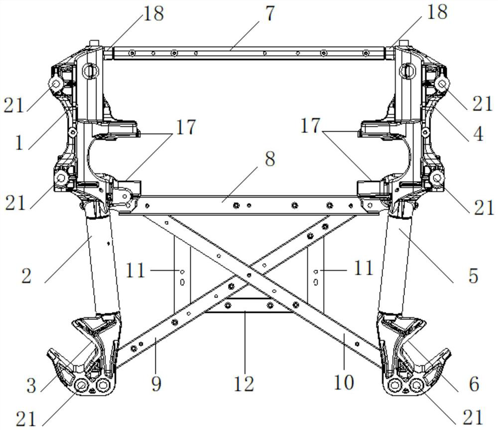 Steel-aluminum mixed type front auxiliary frame structure