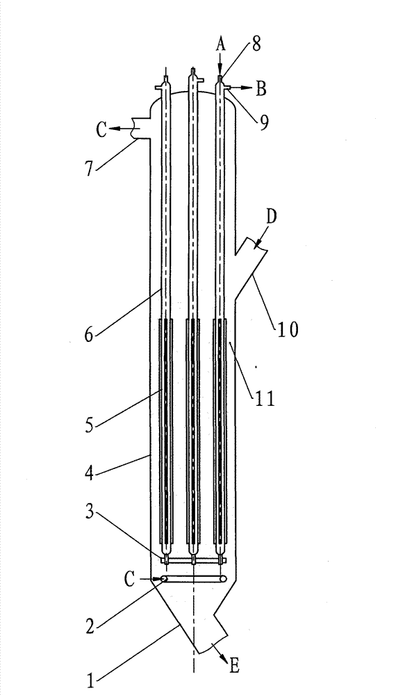 External catalytic cracking heater with pre-distributed particles