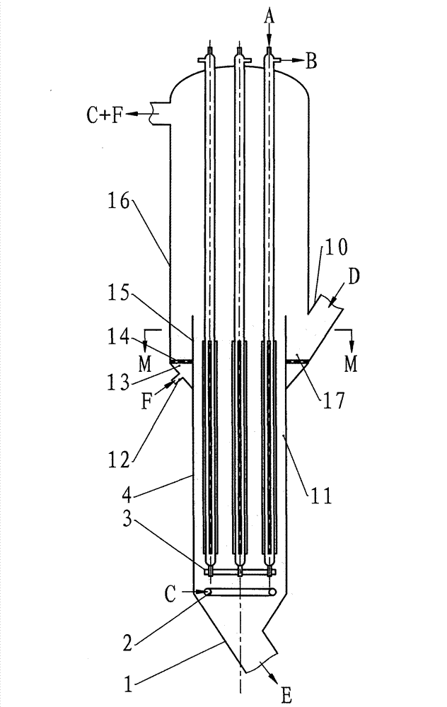External catalytic cracking heater with pre-distributed particles