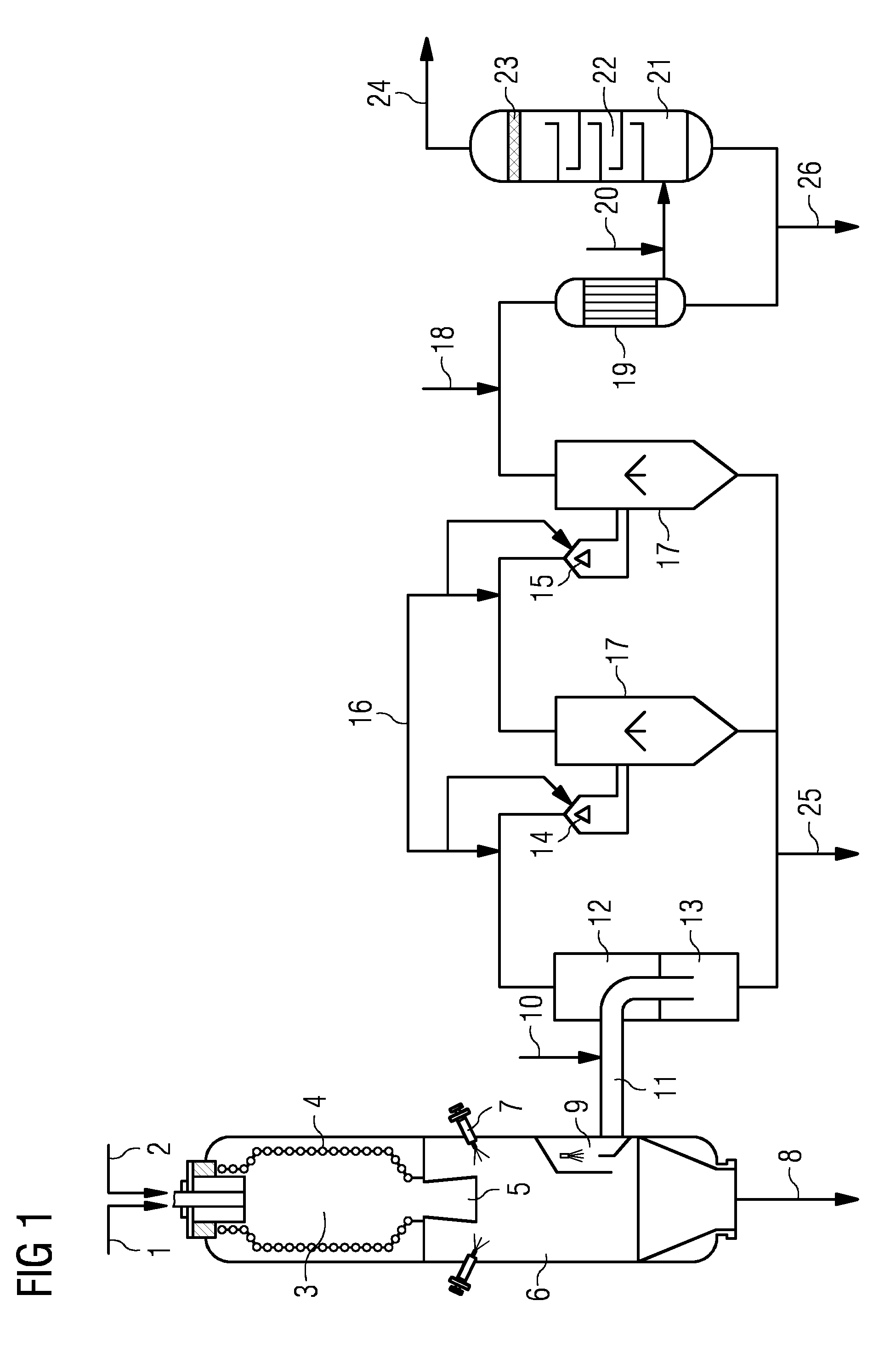 Dust separation from the crude gas of an entrained flow gasifier