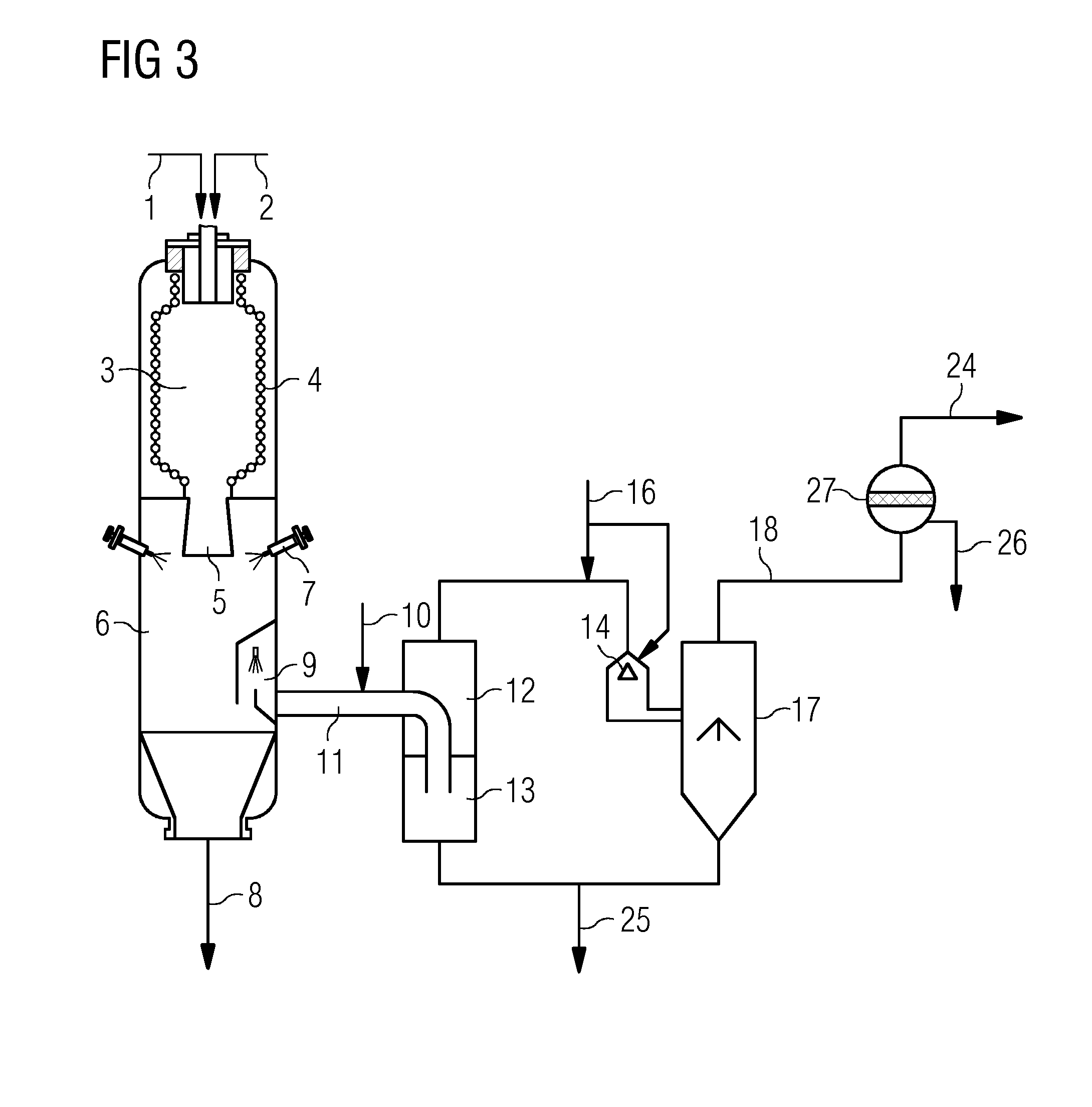 Dust separation from the crude gas of an entrained flow gasifier