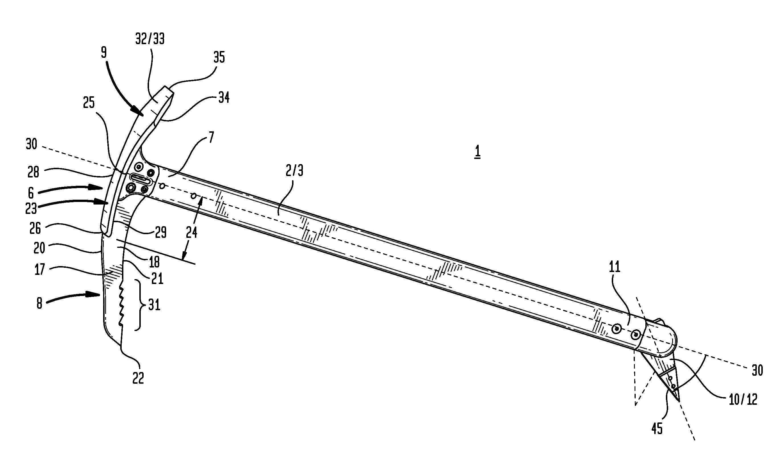 Multi-Purpose Ice Axe Including Rotating Spike