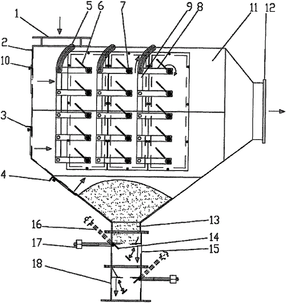 Sand separating and removing device used for powdery material