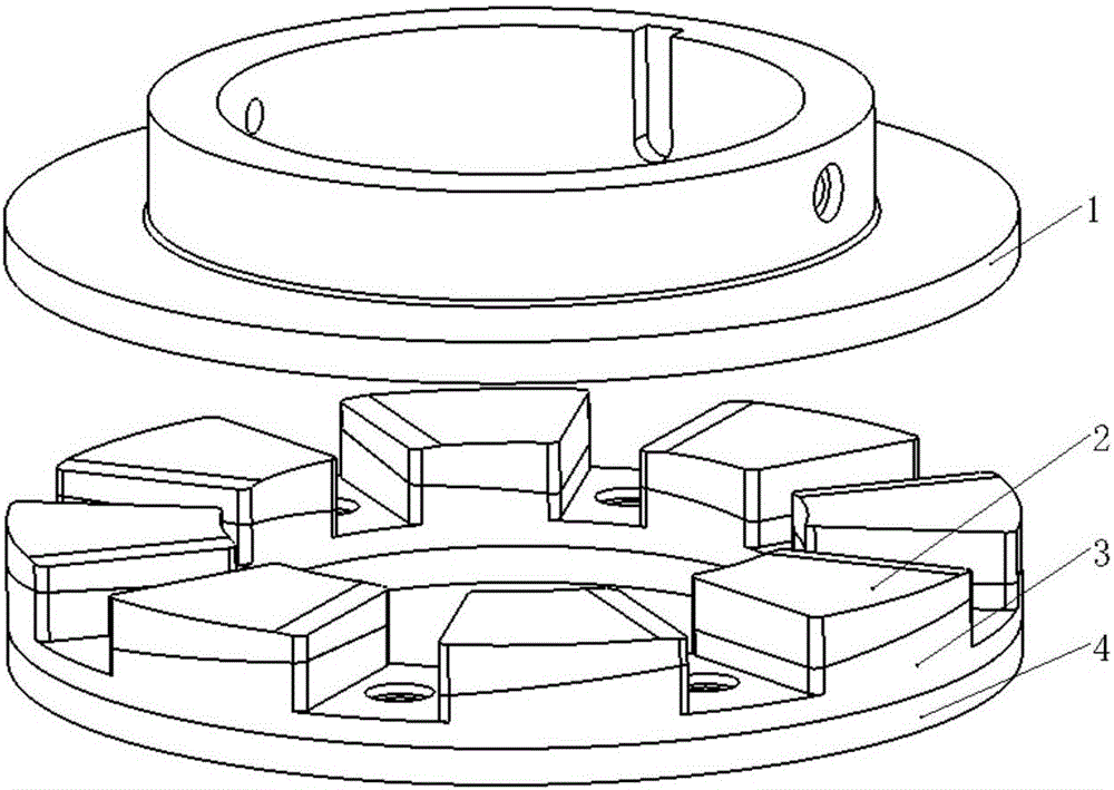 Tilting-pad thrust bearing supported through elastic disc