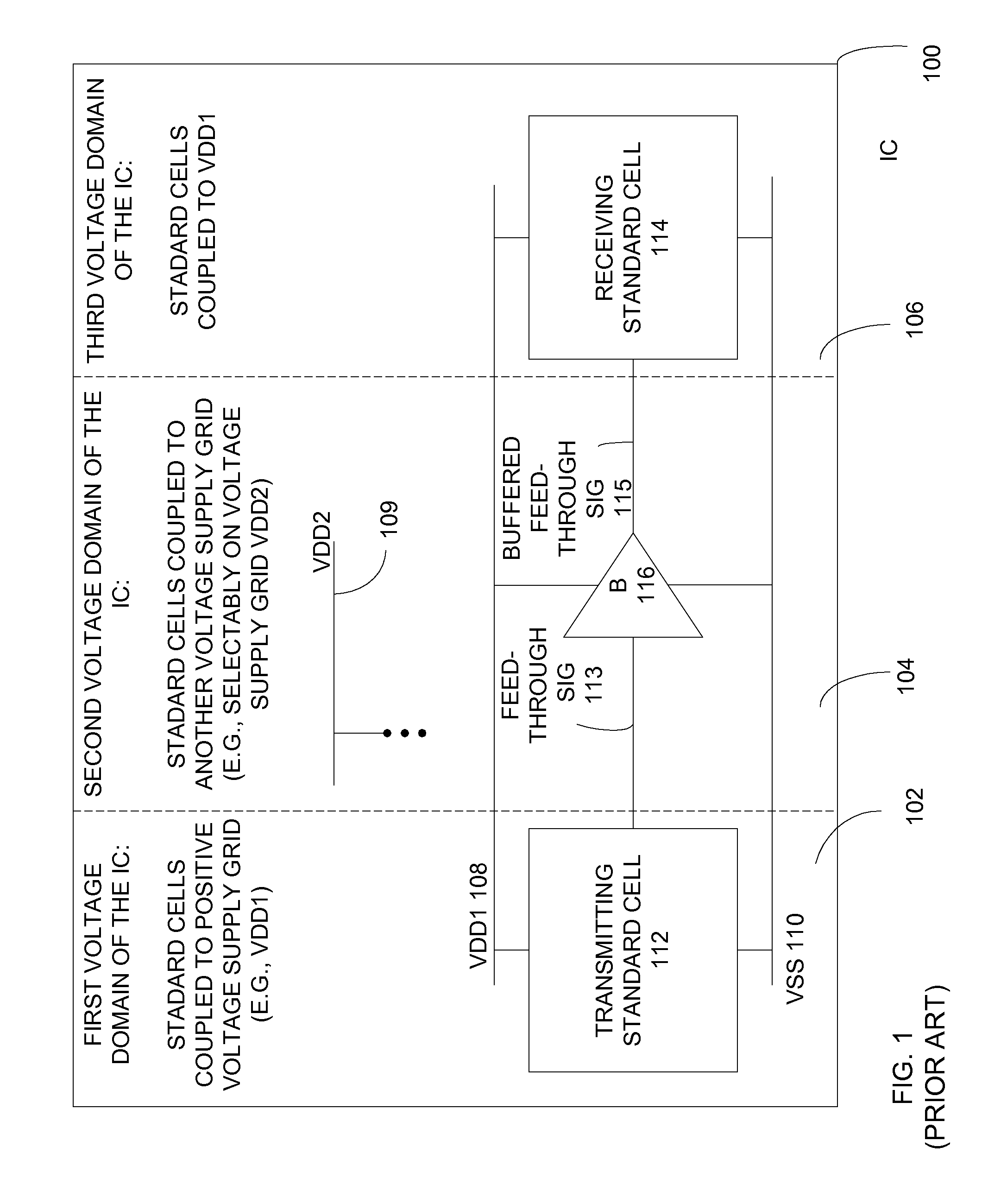 Method and apparatus for buffering signals in voltage domains