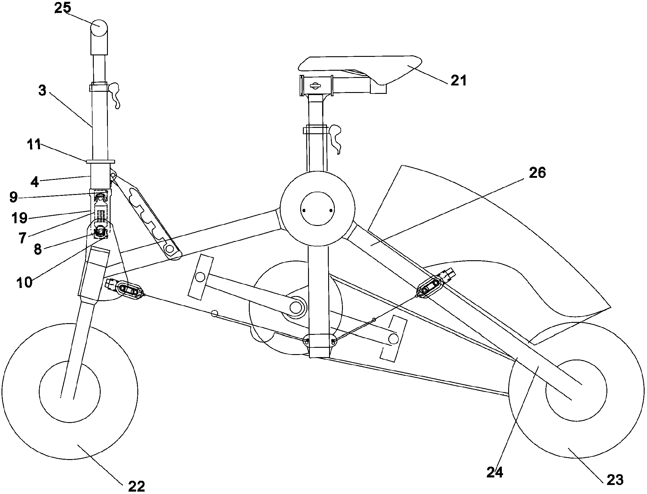 Bicycle with adjustable distance between handle bar and saddle