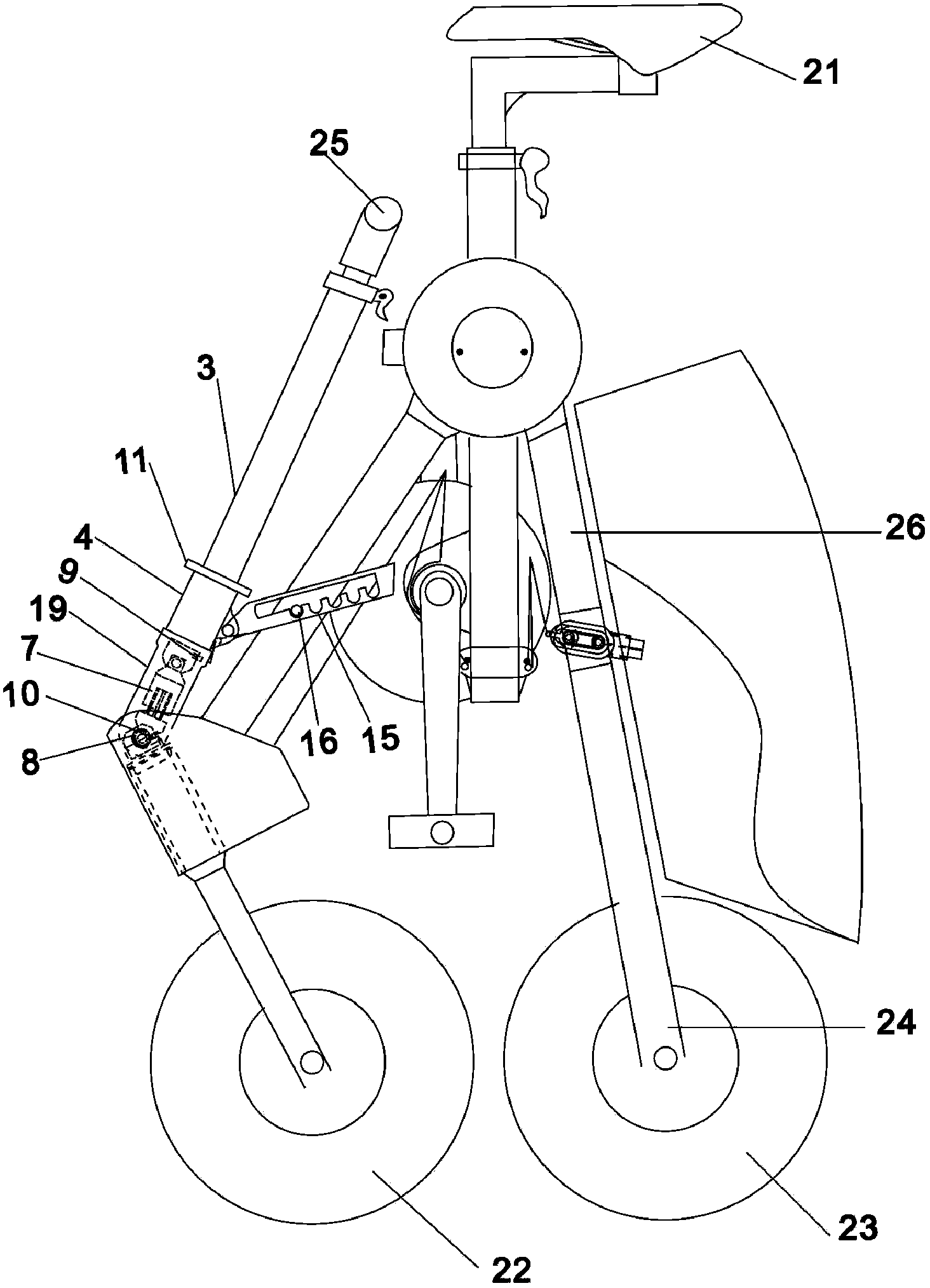 Bicycle with adjustable distance between handle bar and saddle