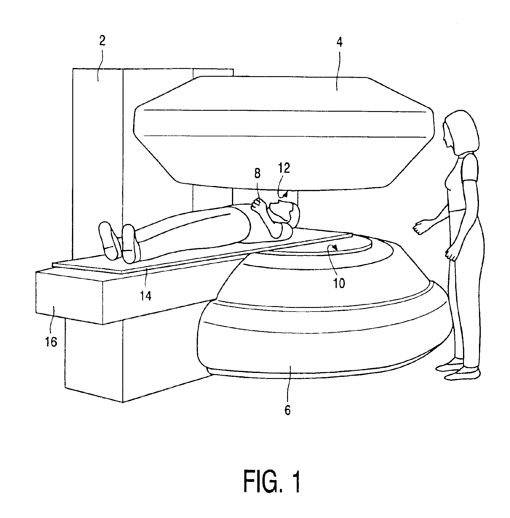 Vertical field type MRI apparatus with a conical cavity situated in the main magnet
