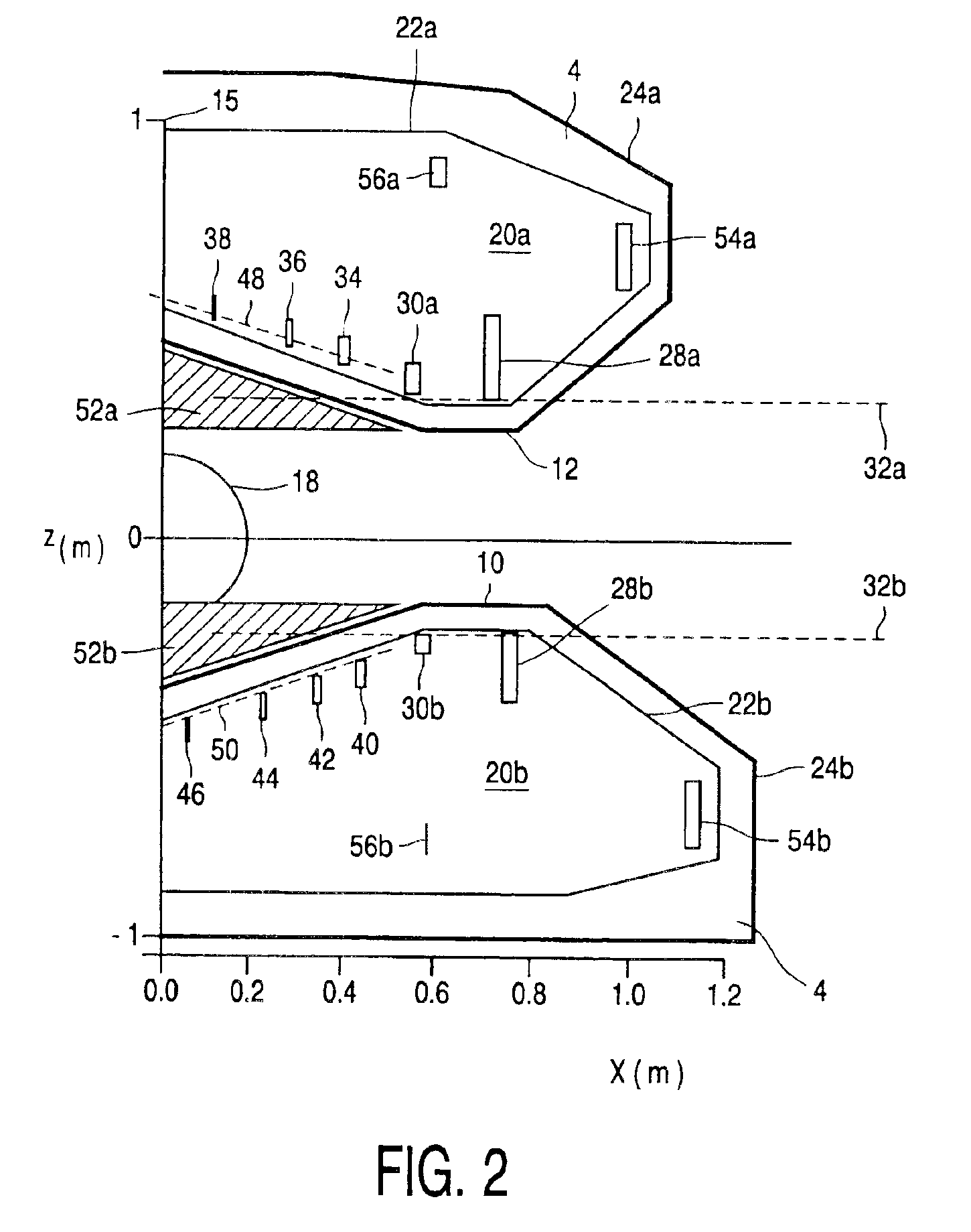 Vertical field type MRI apparatus with a conical cavity situated in the main magnet
