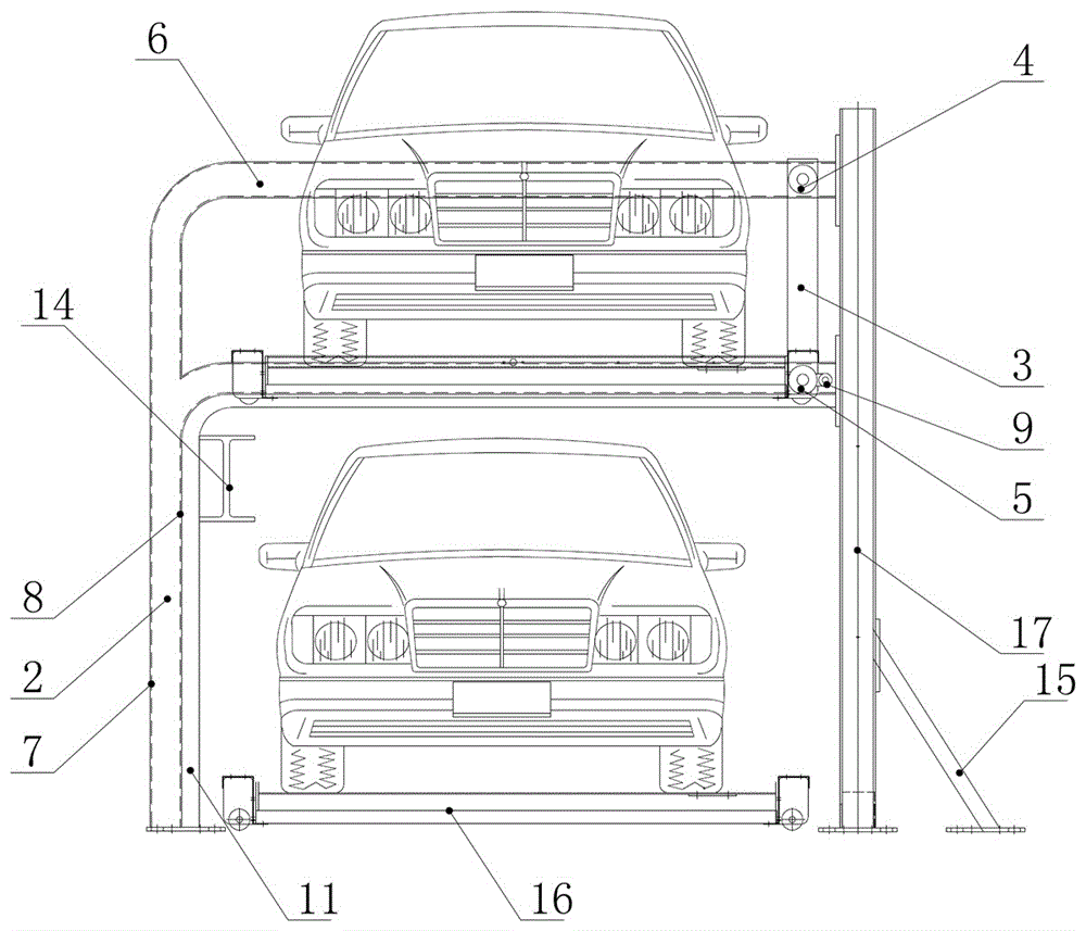 Two-layer avoiding-free parking lifting device and parking equipment