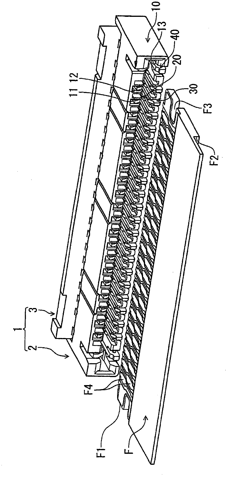 Electric connector for flat conductor