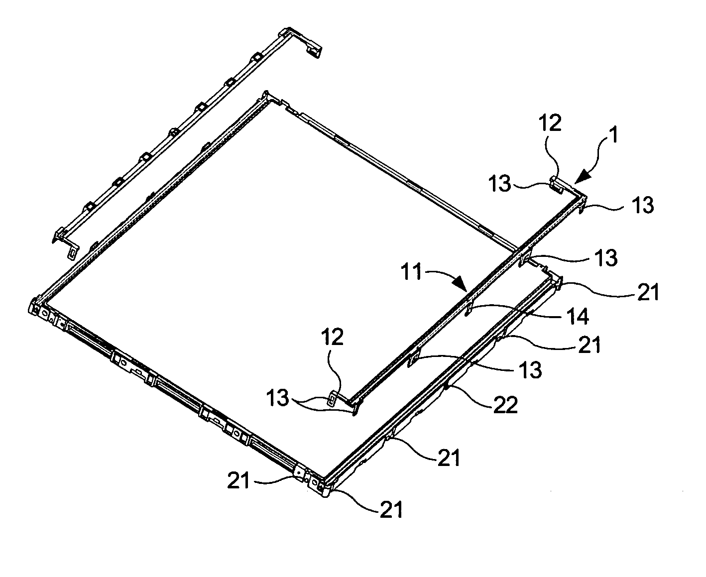 Side fixing frame for a liquid crystal display device