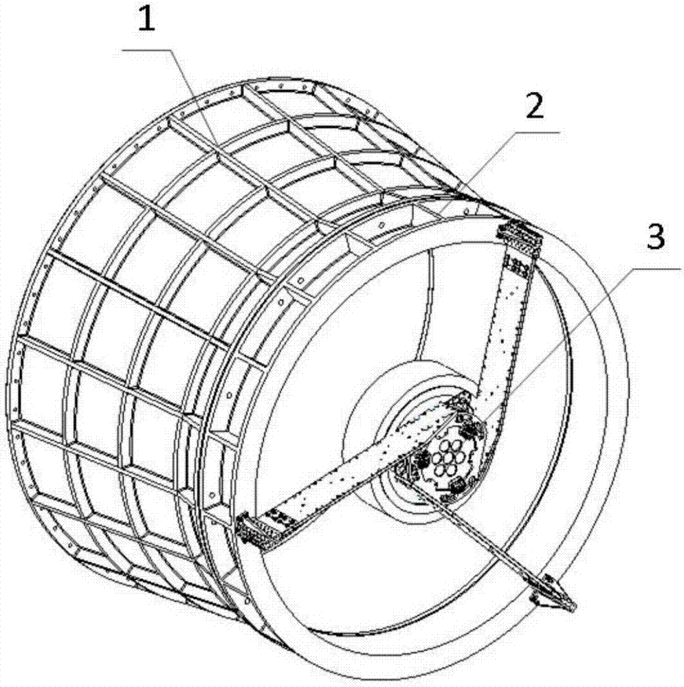 Sectional-type secondary mirror high-stability support structure