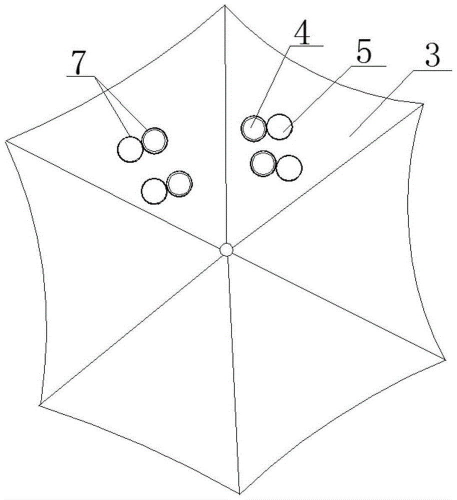 A kind of perforated multifunctional umbrella structure