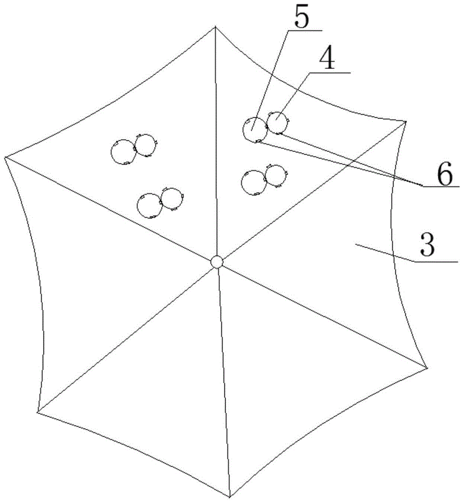 A kind of perforated multifunctional umbrella structure