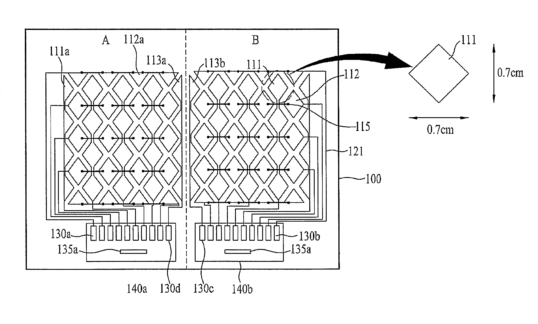 Touch panel including each touch controller for each divided region and liquid crystal display device using the same