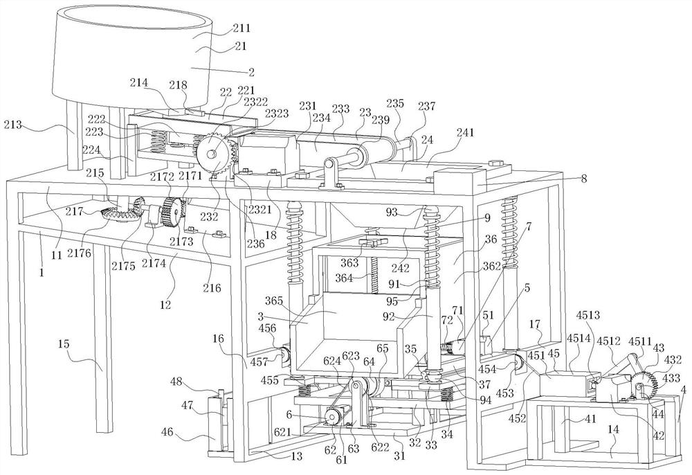 A semi-automatic intermittent feeding vibrating screening device