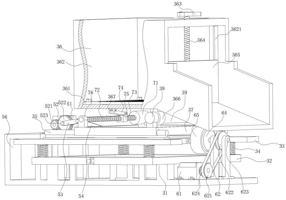 A semi-automatic intermittent feeding vibrating screening device