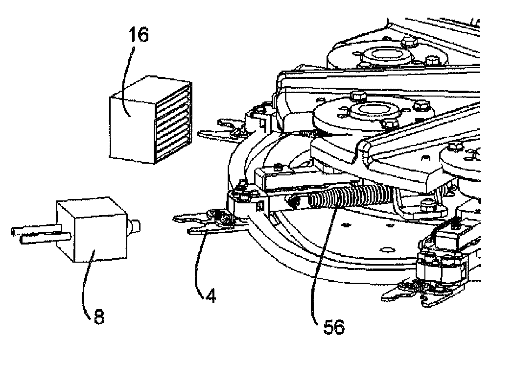 Apparatus for treating containers including carrier sterilisation