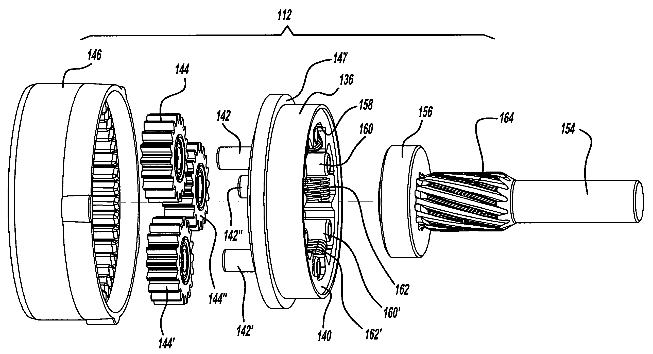 Integral one-way overrun clutch with epcicycle gear system