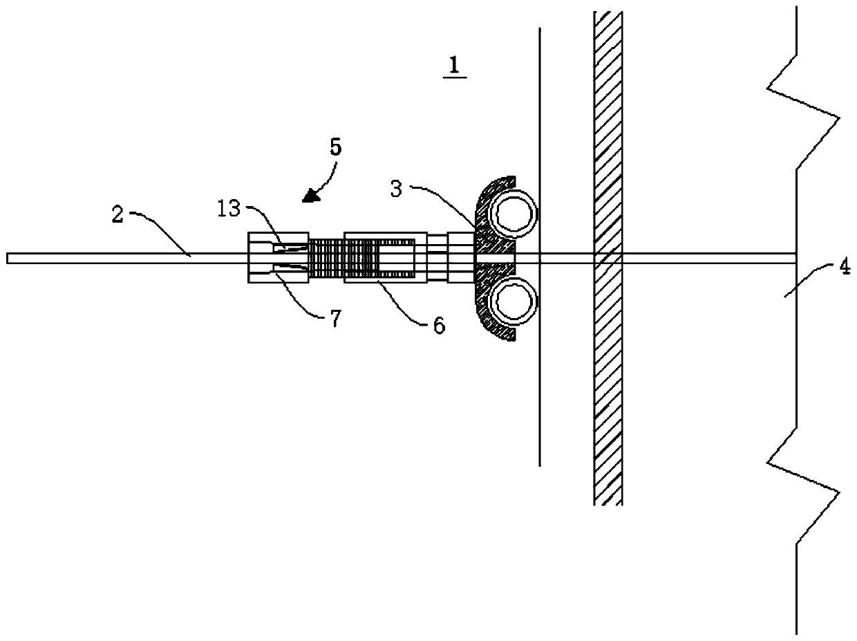 Pull screw reinforcing mechanism and reinforcing mechanism construction method