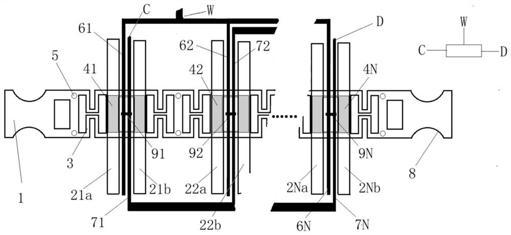 A high-resolution wide-range micro-mechanical potentiometer lead-out structure and method