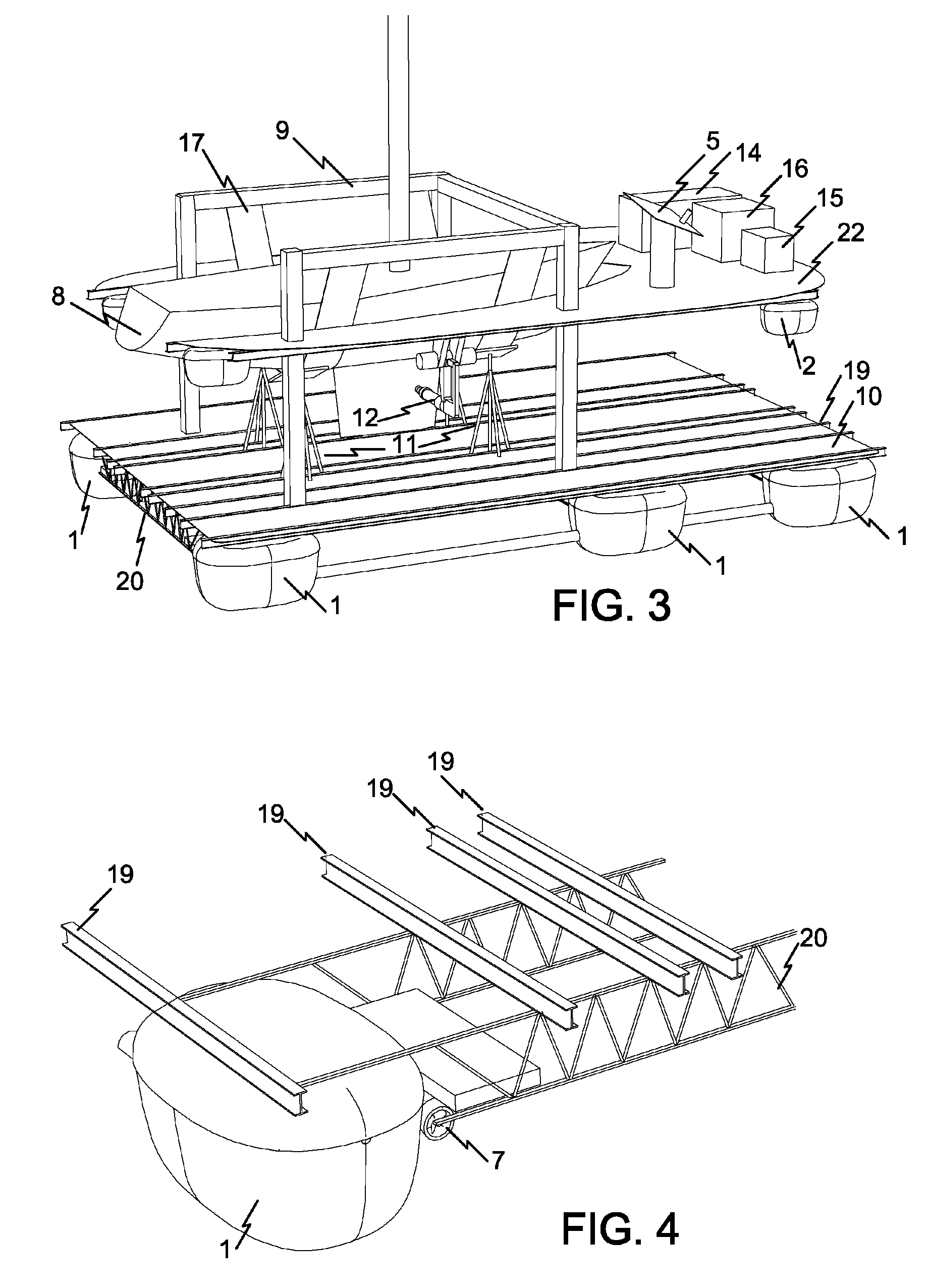 Portable dry dock system and method for commercial servicing of recreational vessels in inland waterways