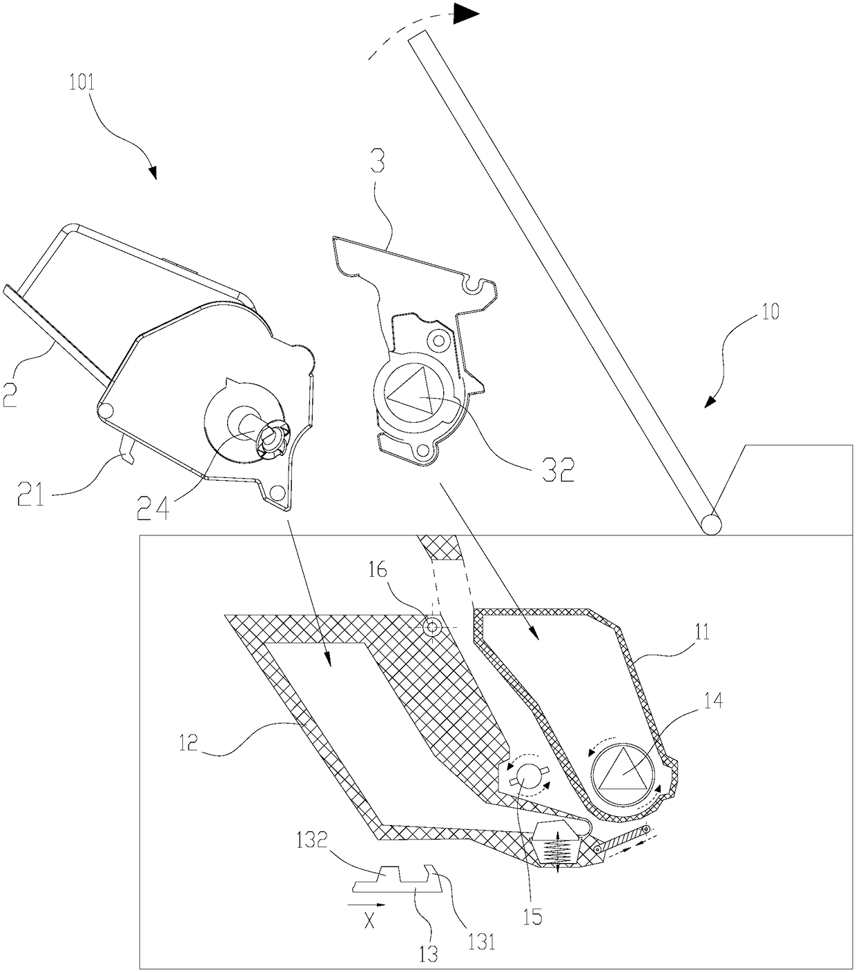 Detection device, detection method and electronic imaging device