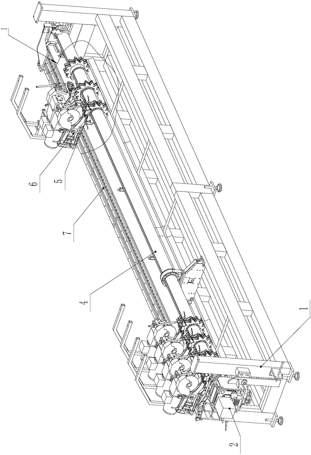 A sawing host of a pipe multi-head sawing machine