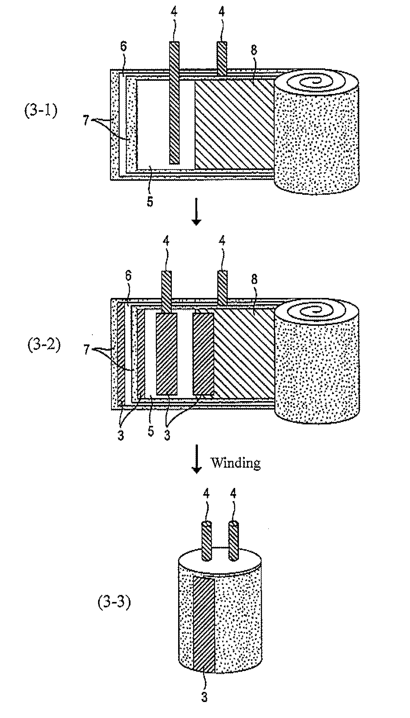 Pressure-sensitive adhesive tape for battery, battery using the pressure-sensitive adhesive tape and process for manufacturing a battery