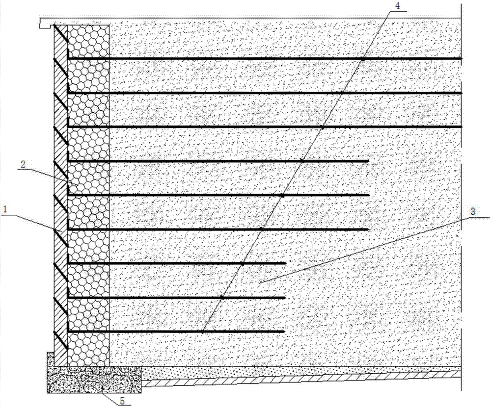 Reinforced fly ash soil retaining wall and construction method