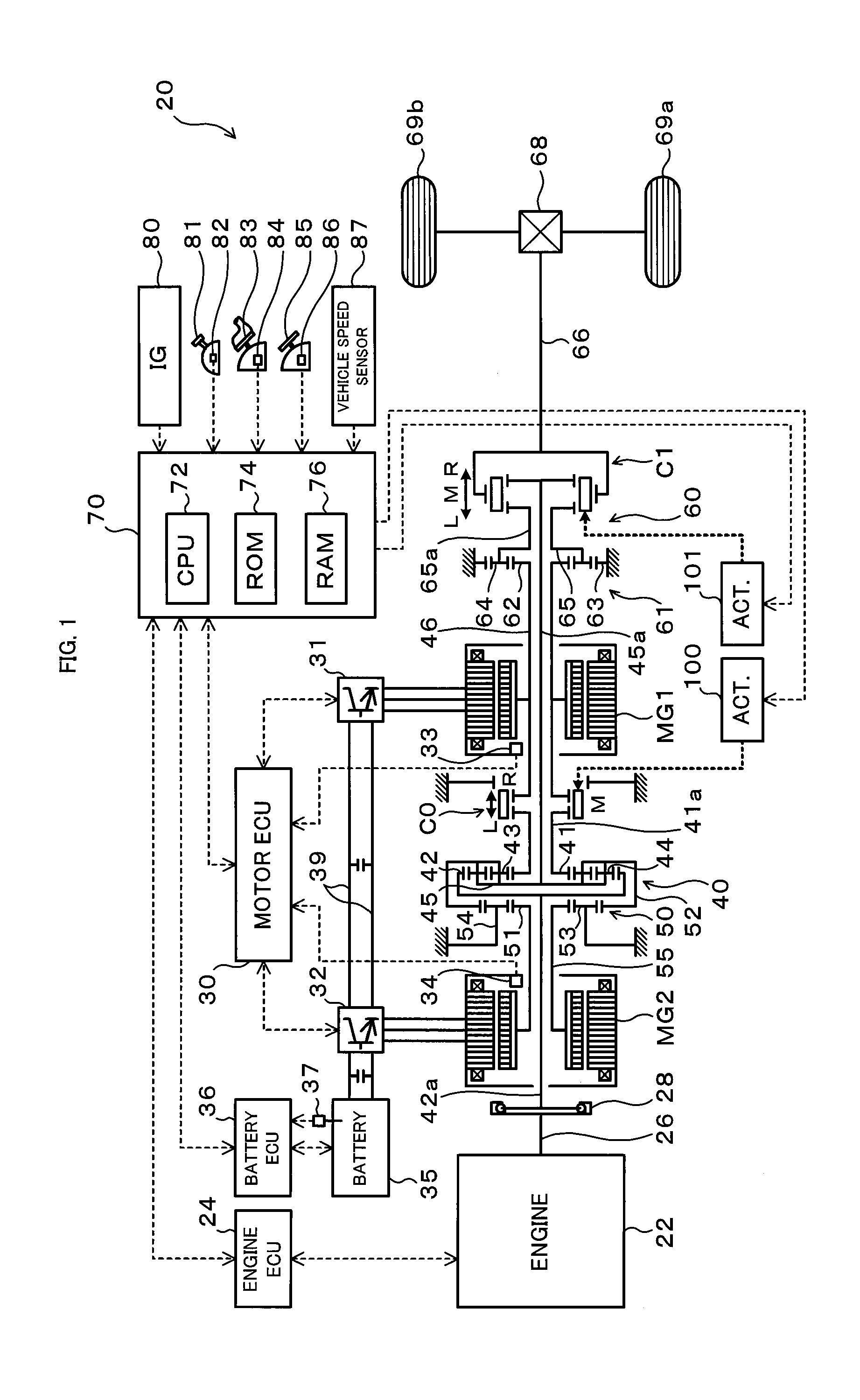 Power output apparatus and hybrid vehicle