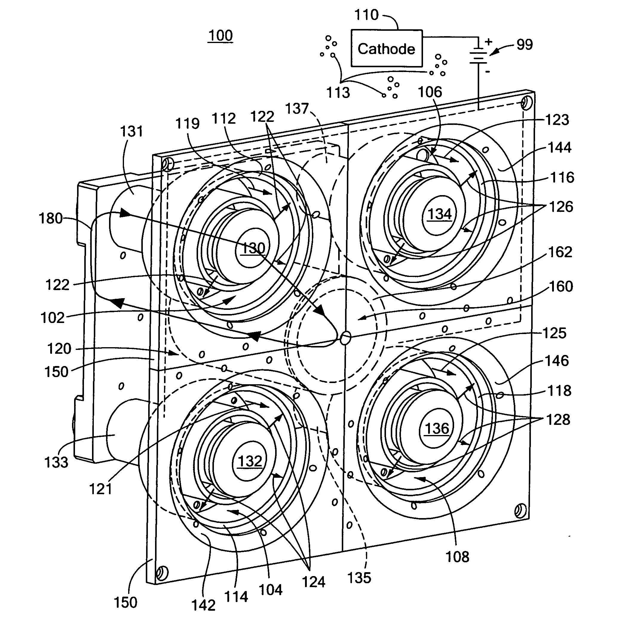 Hall thruster with shared magnetic structure