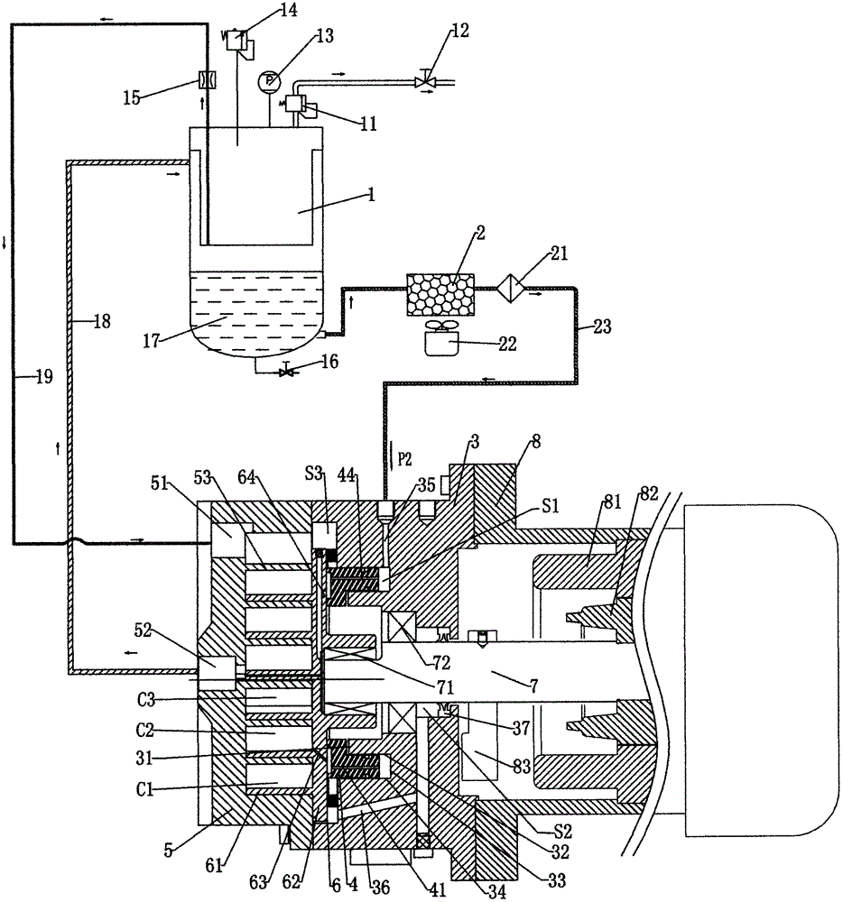 Horizontal vortex air compressor for oil injection