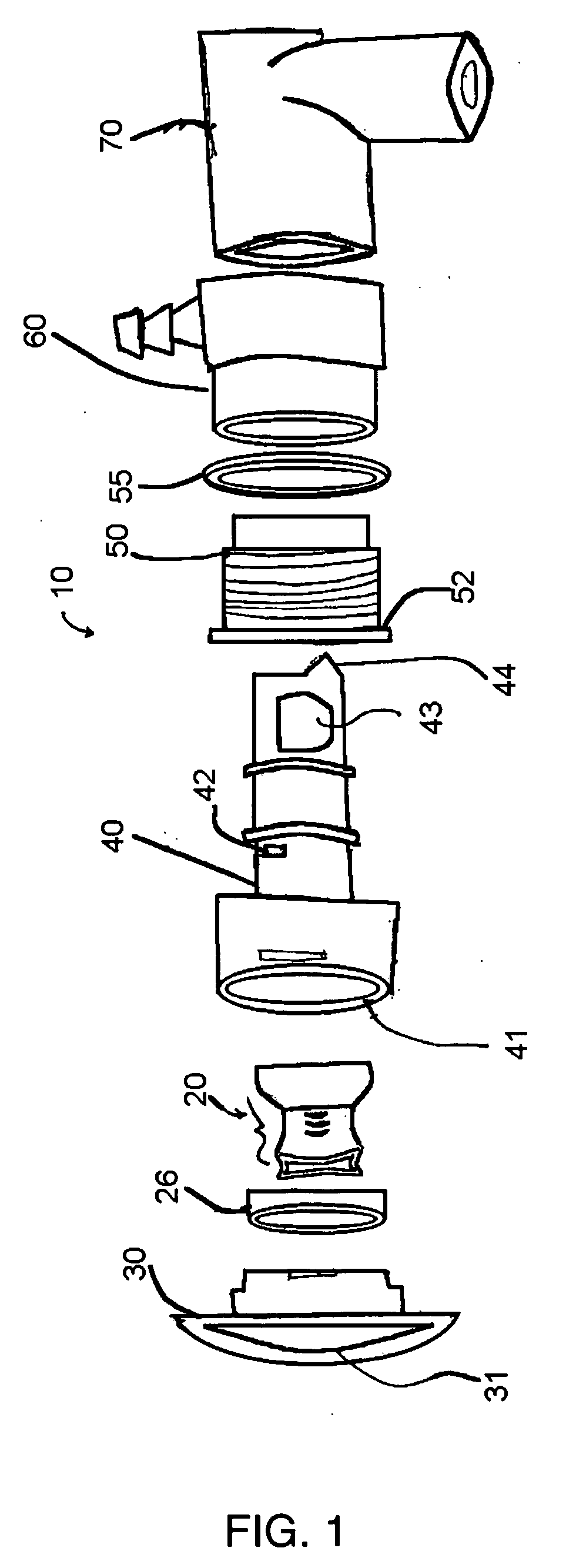 Water jet aerator with three-part body and with optional shaped nozzle