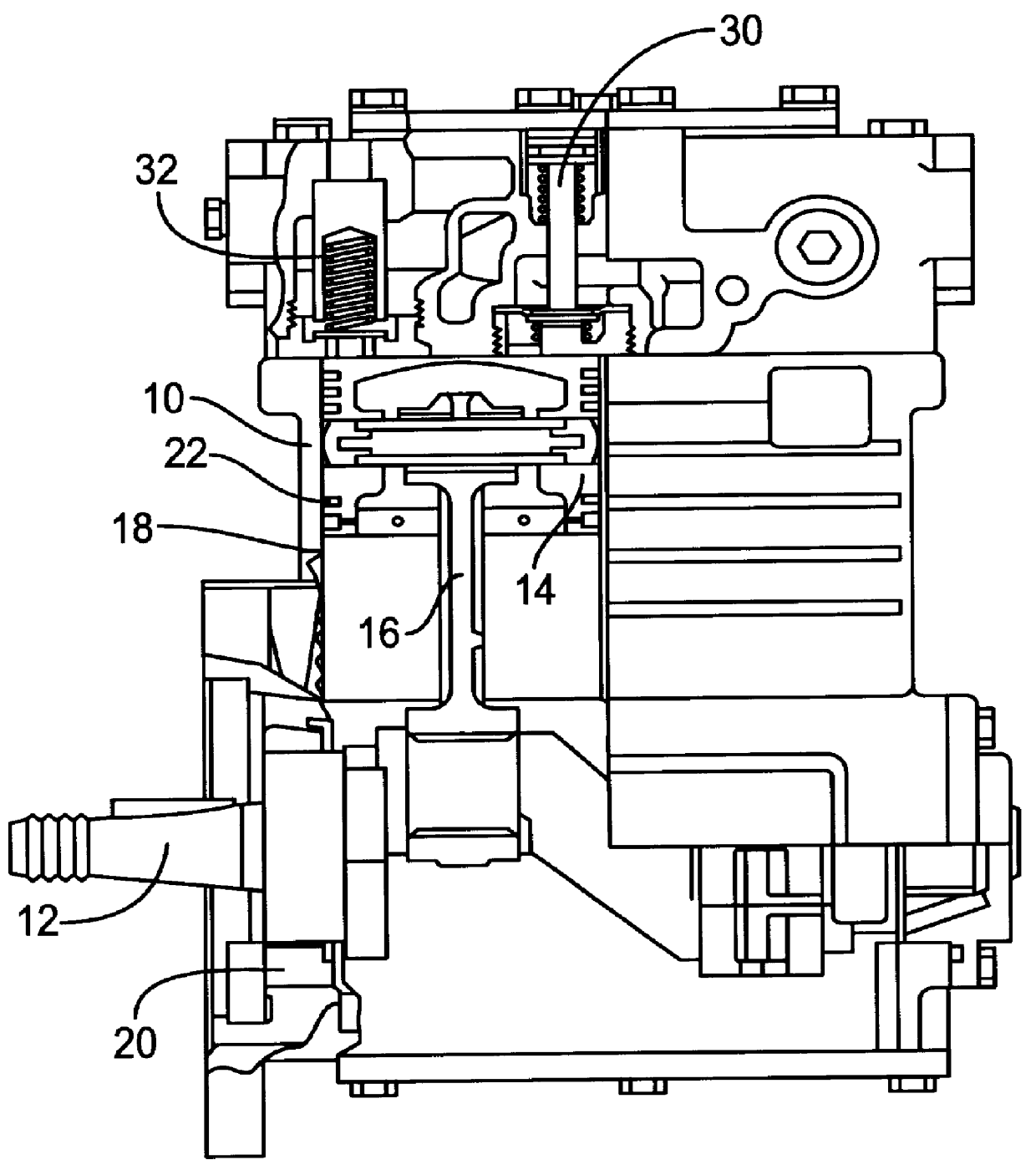 Oil-less/oil-free air brake compressor with a dual piston arrangement